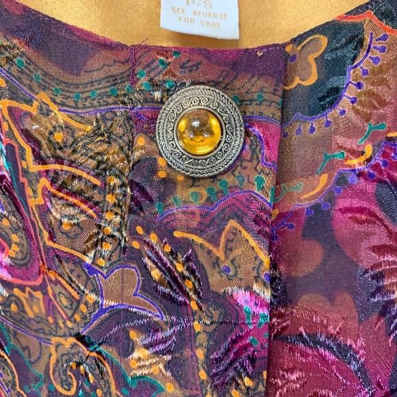 Victoria's Secret Gold Label Semi Sheer Paisley Print Button Down Top Si… - Picture 9 of 11